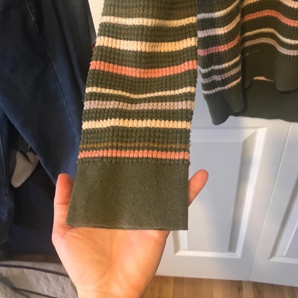 Wallace Lake Waffle sweater organic cotton REI green pink medium - Picture 4 of 14